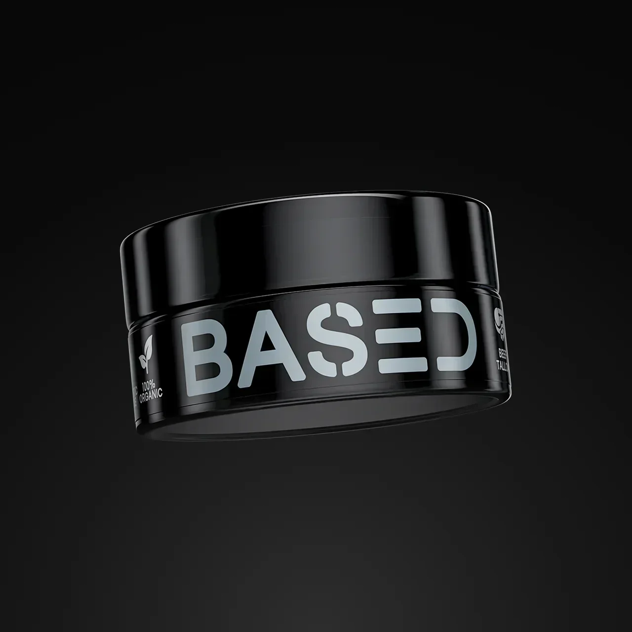BASED Whipped Tallow Moisturizer, black jar with glossy lid and BASED logo on the label.