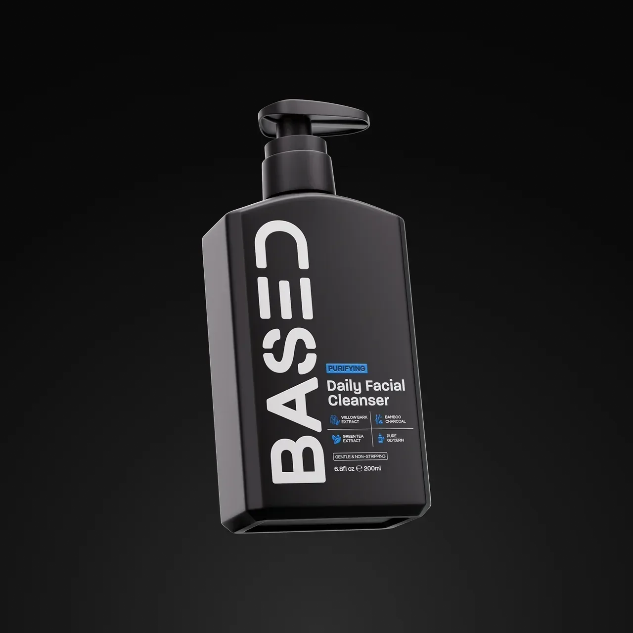 BASED Daily Facial Cleanser pump bottle labelled Purifying with ingredient icons, 6.8fl oz/200ml